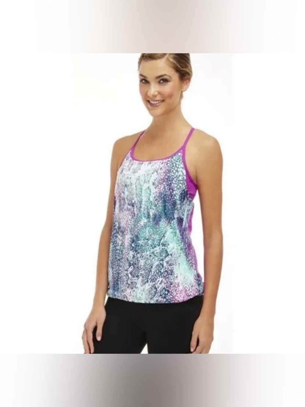 Fabletics Norwalk Tank Orchid Purple, Size Small Bult in Padded Bra Yoga Gym